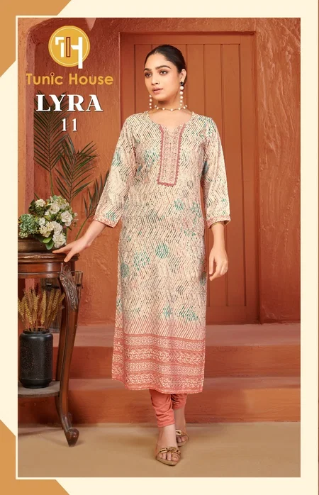 Lyra By Tunic House Viscose Rayon Printed Online Kurti With Bottom Wholesale